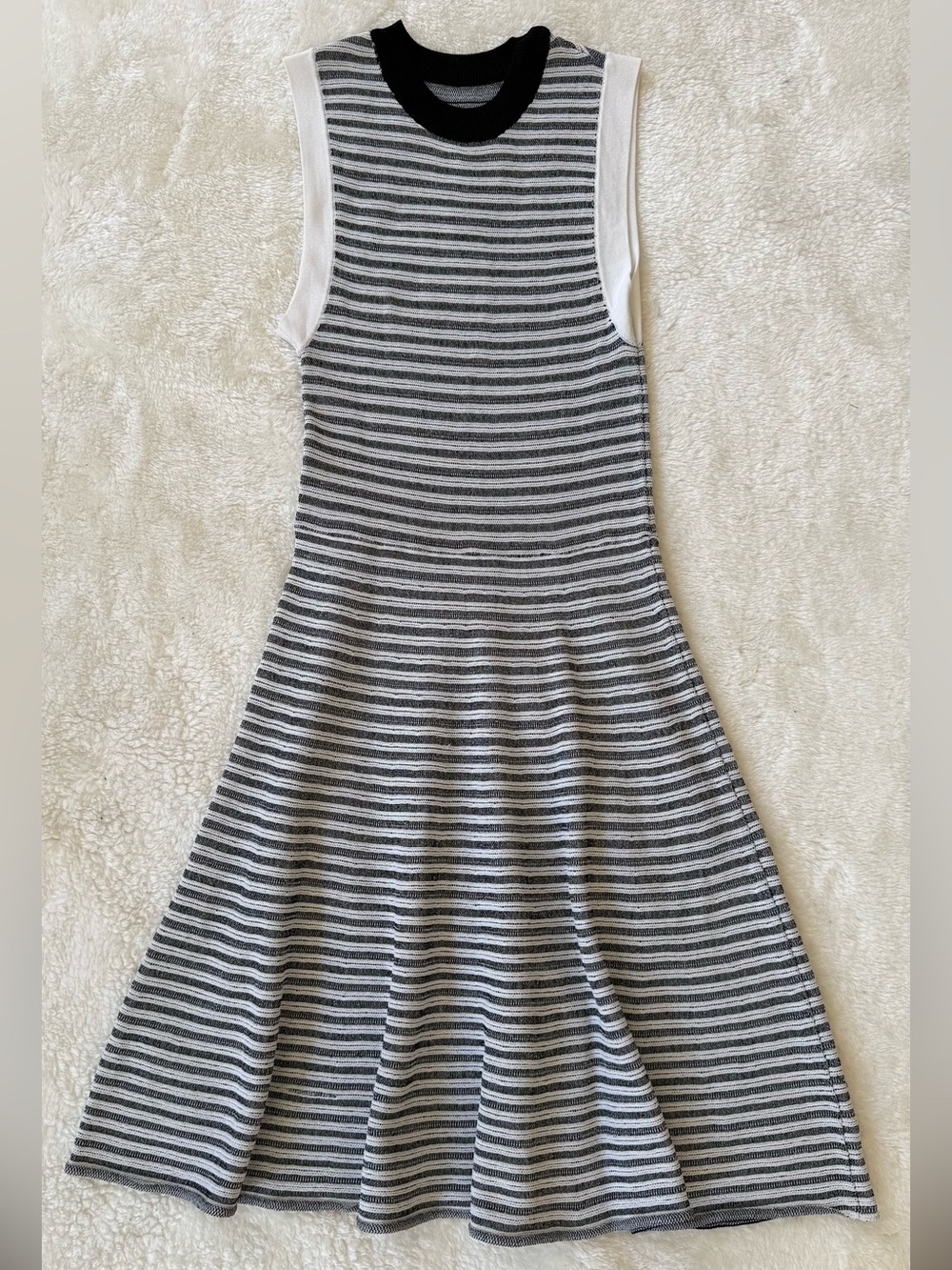 Revolve Black & White Fit & Flare Sleeveless Sweater Dress